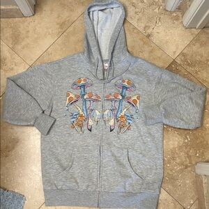 Mushroom print zip hoodie